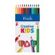 Színes ceruza készlet, háromszögletű, vastag, ICO "Creative kids", 12 különböző szín