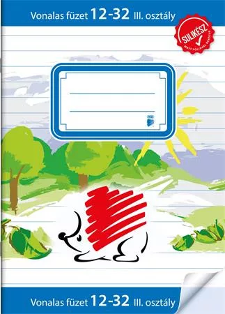 Füzet, tűzött, A5, vonalas, 32 lap, 3. osztály, ICO "Süni Sulikész", "12-32"