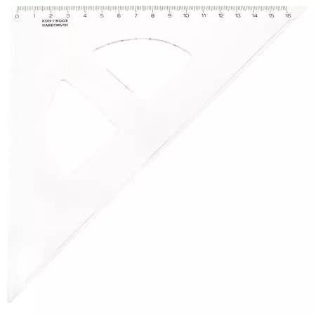 Háromszög vonalzó, műanyag, 45 °, 16 cm, KOH-I-NOOR