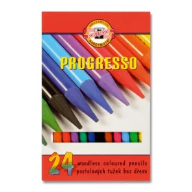  Színes ceruza készlet, henger alakú, famentes, KOH-I-NOOR "Progresso 8758/24", 24 különböző szín