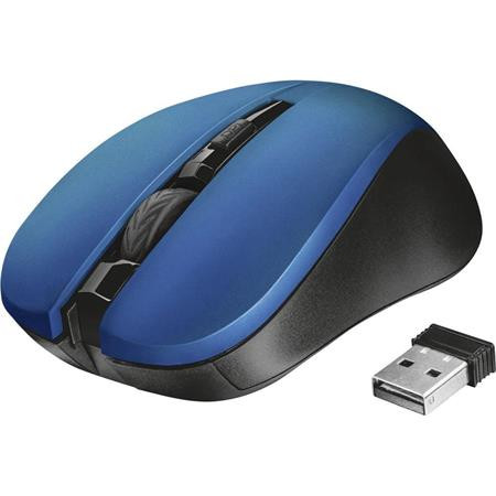 Egér, vezeték nélküli, optikai, USB, TRUST "Mydo", kék