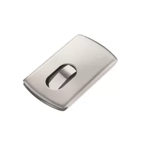   Névjegykártya tartó tárca, fém, 12 db-os, TROIKA "Slide"