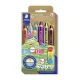 Színes ceruza készlet, duo színű, hegyezővel, STAEDTLER "Noris® junior 140", 6 különböző szín