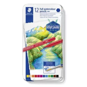   Akvarell ceruza készlet, hatszögletű, fémdobozos, STAEDTLER® "146 10G", 12 különböző szín