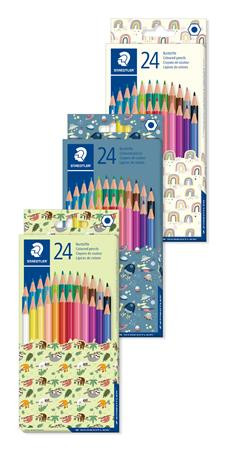 Színes ceruza készlet, hatszögletű, vegyes mintájú csomagolás, STAEDTLER "175", 24 különböző szín