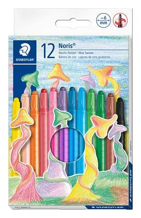 Zsírkréta, kitekerhető, STAEDTLER "Noris® 221", 12 különböző szín