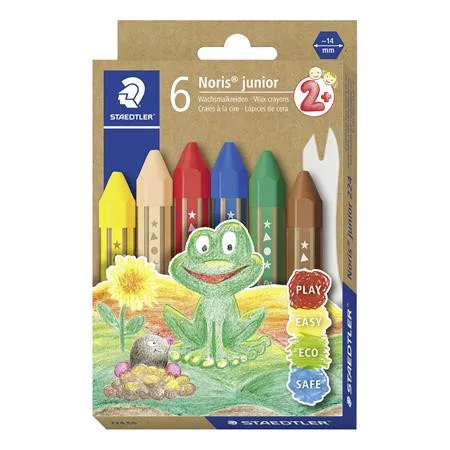 Zsírkréta, jumbo, hatszögletű, STAEDTLER "Noris Junior 224", 6 különböző szín