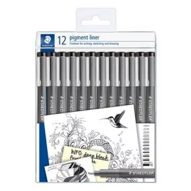 Tusfilc készlet, 12 különböző vonalvastagság, STAEDTLER "Pigment Liner 308", fekete