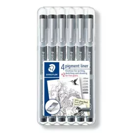 Tusfilc készlet, STAEDTLER "Pigment Liner 308", fekete, 4+2 darab