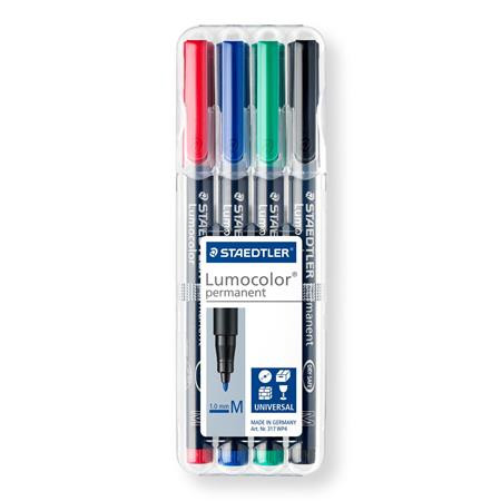 Alkoholos marker készlet, OHP, 1 mm, STAEDTLER "Lumocolor® 317 M", 4 különböző szín