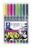 Alkoholos marker vegyes készlet, OHP, STAEDTLER "Lumocolor® 31", 8 különböző szín, 3-féle vonalvastagság