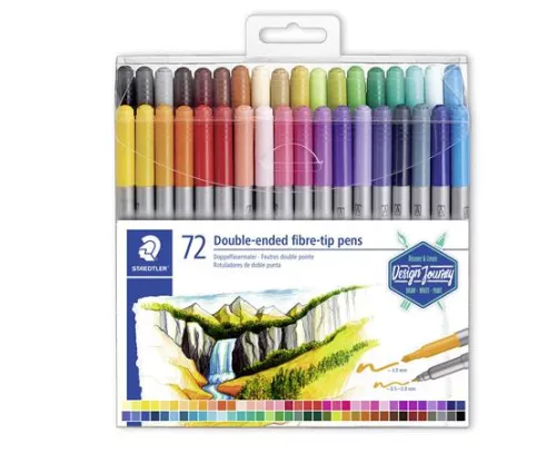 Filctoll készlet, 0,8/3,0 mm, kétvégű, STAEDTLER® "3200", 72 különböző szín