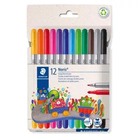 Filctoll készlet, 1-3 mm, kétvégű, kimosható, STAEDTLER "Noris® 320, 12 különböző szín