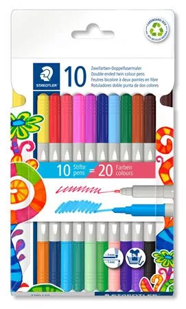 Filctoll készlet, 1/3 mm, kétvégű, STAEDTLER® "3280", 20 különböző szín