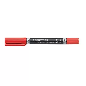   Alkoholos marker, 0,6/1,5 mm, kúpos, kétvégű, STAEDTLER "Lumocolor® duo 348", piros
