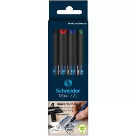   Alkoholos marker készlet, OHP, 0,7 mm, SCHNEIDER "Maxx 222 F", 4 különböző szín