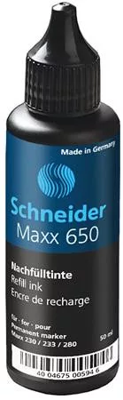 Utántöltő palack "Maxx 230 és 280" alkoholos markerekhez, 50 ml, SCHNEIDER "Maxx 650", fekete
