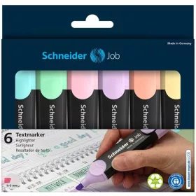   Szövegkiemelő készlet, 1-5 mm, SCHNEIDER "Job Pastel", 6 különböző pasztell szín