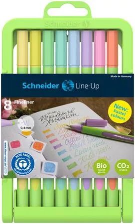 Tűfilc készlet, 0,4 mm, SCHNEIDER "Line-Up Pastel", 8 különböző pasztell szín