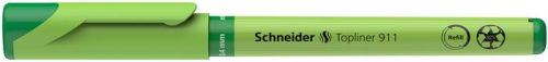 Tűfilc, 0,4 mm, cserélhető betétes, újrahasznosított tolltest, SCHNEIDER "Topliner 911", zöld