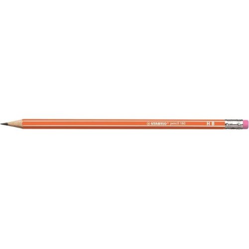 Grafitceruza radírral, HB, hatszögletű, STABILO "Pencil 160", narancs