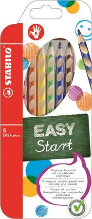 Színes ceruza készlet, háromszögletű, jobbkezes, STABILO "EasyColours", 6 különböző szín