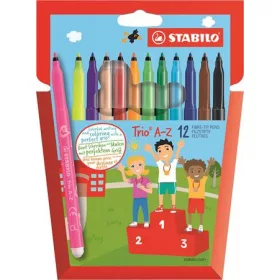   Filctoll készlet, 0,7 mm, STABILO "Trio A-Z", 12 különböző szín