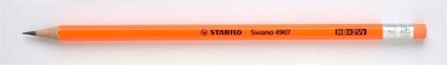 Grafitceruza radírral, HB, hatszögletű, STABILO "Swano Neon", narancssárga