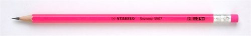 Grafitceruza radírral, HB, hatszögletű, STABILO "Swano Neon", rózsaszín