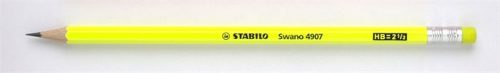 Grafitceruza radírral, HB, hatszögletű, STABILO "Swano Neon", sárga