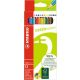Színes ceruza készlet, hatszögletű, STABILO "GreenColors", 12 különböző szín