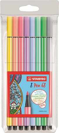 Rostirón készlet, 1 mm, STABILO "Pen 68", 8 pasztell szín