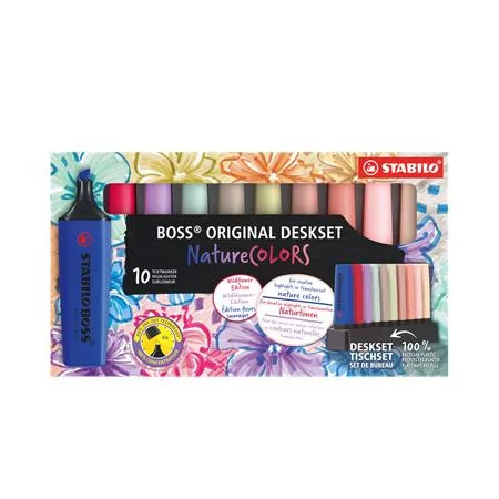 Szövegkiemelő készlet, 2-5 mm, STABILO "BOSS original NatureCOLORS Wildflowers", 10 különböző szín