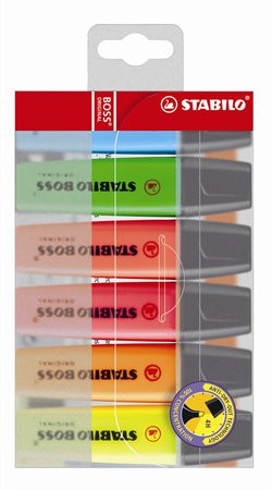 Szövegkiemelő készlet, 2-5 mm, STABILO "BOSS original", 6 különböző szín