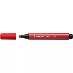 Filctoll, 1-5 mm, vágott hegy, STABILO "Pen 68 MAX", piros