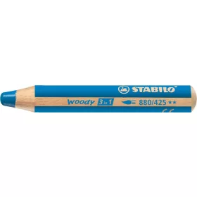 Színes ceruza, kerek, vastag, STABILO "Woody 3 in 1", kék