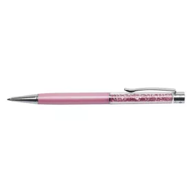 Golyóstoll, rózsaszín, felül rózsaszín SWAROVSKI® kristállyal töltve, 14 cm, ART CRYSTELLA®