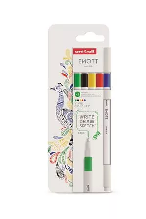 Tűfilc készlet, 0,4 mm, UNI "Emott Vivid", 5 különböző szín