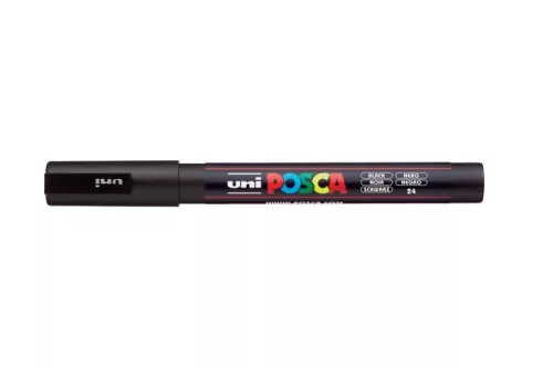 Dekormarker, 0,9-1,3 mm, UNI "Posca PC-3M", fekete