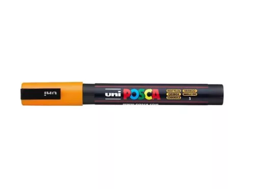 Dekormarker, 0,9-1,3 mm, UNI "Posca PC-3M", ragyogó sárga