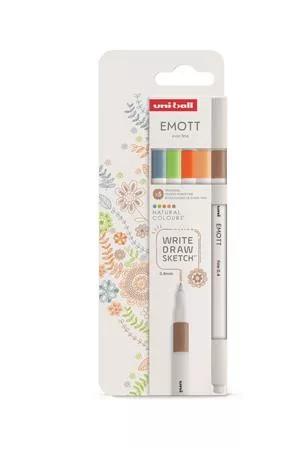 Tűfilc készlet, 0,4 mm, UNI "Emott Natural", 5 különböző szín