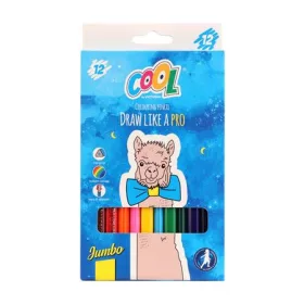   Színes ceruza készlet, háromszögletű, vastag, COOL BY VICTORIA, 12 különböző szín