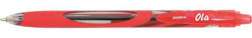 Golyóstoll, 0,27 mm, nyomógombos, ZEBRA "OLA", piros