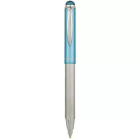   Golyóstoll, 0,24 mm, teleszkópos, rozsdamentes acél, világoskék tolltest, ZEBRA "Telescopic Metal Stylus", kék