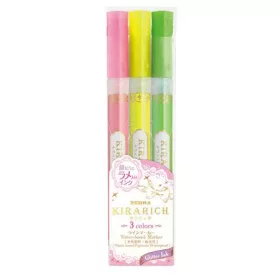   Szövegkiemelő készlet, 3,5 mm, vágott hegy, ZEBRA "Kirarich", 3 különböző szín