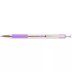   Golyóstoll, 0,24 mm, nyomógombos, rozsdamentes acél, pasztell-lila tolltest, ZEBRA "F-301", kék
