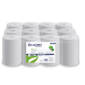   Kéztörlő, tekercses, 2 rétegű, LUCART, "Eco CF 14", fehér