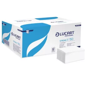   Kéztörlő, V/Z hajtogatott, 2 rétegű, 150 lap, LUCART, "Strong", hófehér