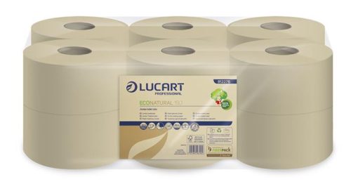 Toalettpapír, 2 rétegű, nagytekercses, 160 m, 19 cm átmérő, LUCART "EcoNatural 19 J", havanna barna