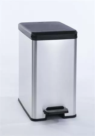 Pedálos szemetes, 25 l, CURVER "Slim Bin", fekete-ezüst